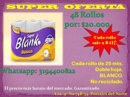 PAPEL HIGIENICO BLANCO DOBLE HOJA