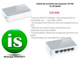 Swicht de Escritorio de 5 puertos 10/100 TL-SF1005D